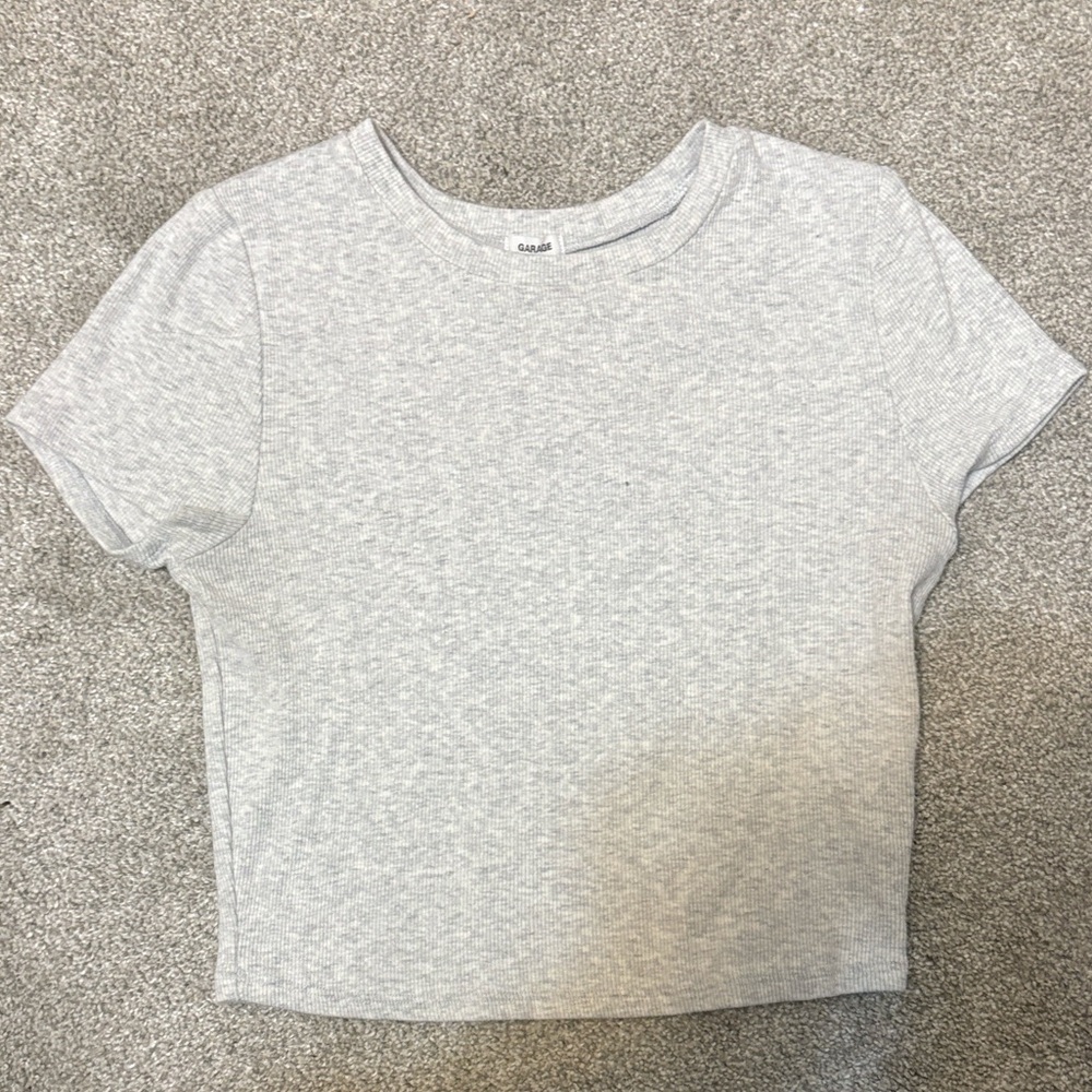 Garage Light Gray Ribbed Crop Top